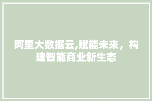 阿里大数据云,赋能未来，构建智能商业新生态