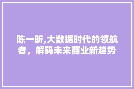 陈一昕,大数据时代的领航者，解码未来商业新趋势