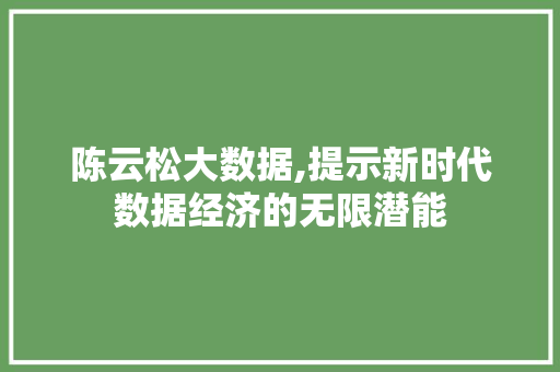 陈云松大数据,提示新时代数据经济的无限潜能