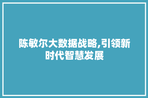 陈敏尔大数据战略,引领新时代智慧发展