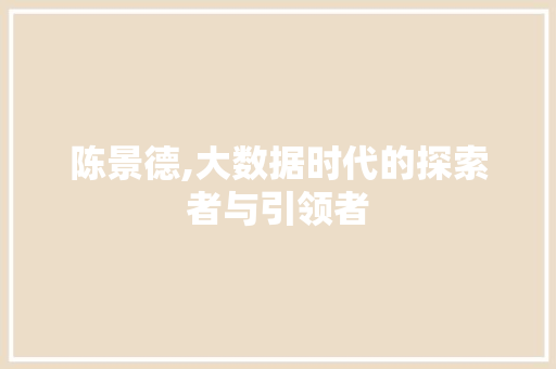 陈景德,大数据时代的探索者与引领者
