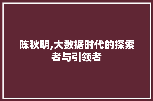 陈秋明,大数据时代的探索者与引领者