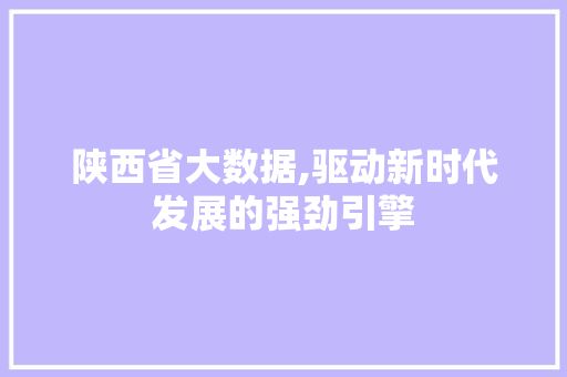 陕西省大数据,驱动新时代发展的强劲引擎