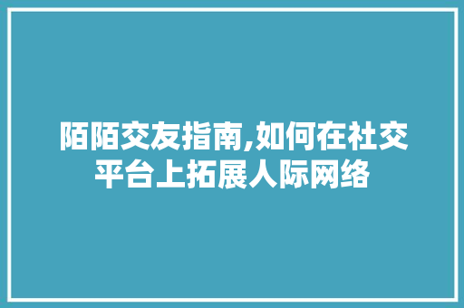 陌陌交友指南,如何在社交平台上拓展人际网络