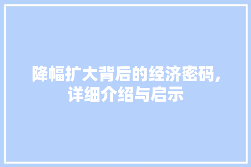 降幅扩大背后的经济密码,详细介绍与启示