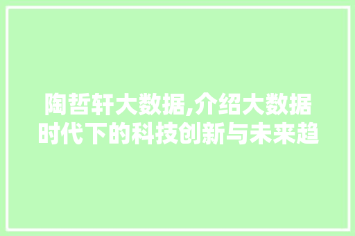 陶哲轩大数据,介绍大数据时代下的科技创新与未来趋势