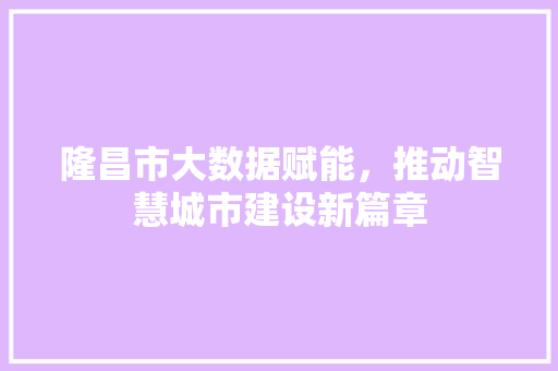 隆昌市大数据赋能，推动智慧城市建设新篇章
