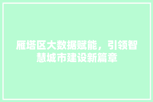 雁塔区大数据赋能，引领智慧城市建设新篇章