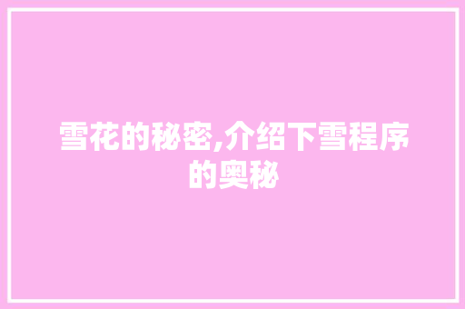 雪花的秘密,介绍下雪程序的奥秘