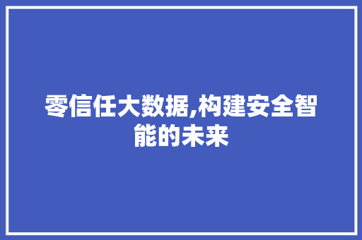 零信任大数据,构建安全智能的未来