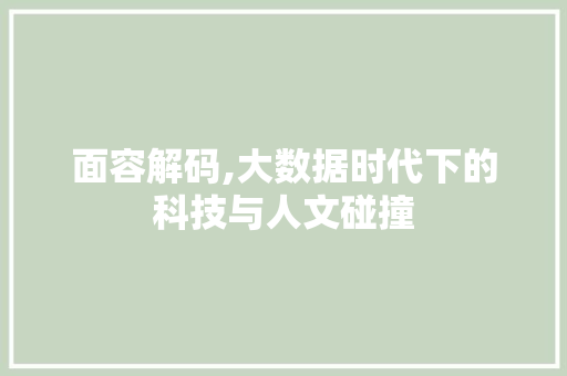 面容解码,大数据时代下的科技与人文碰撞