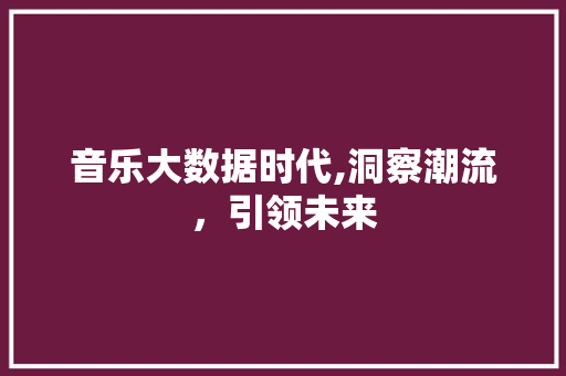 音乐大数据时代,洞察潮流，引领未来