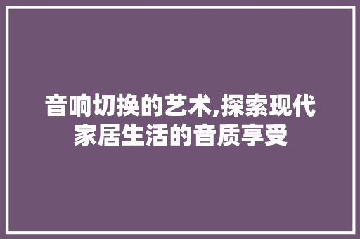 音响切换的艺术,探索现代家居生活的音质享受