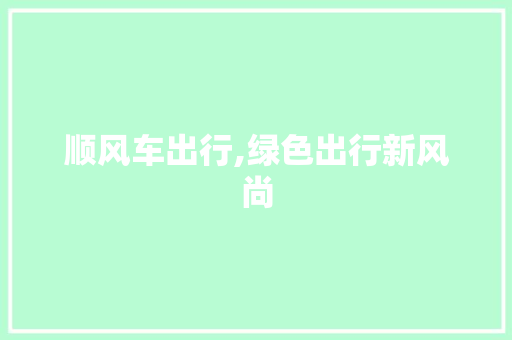 顺风车出行,绿色出行新风尚