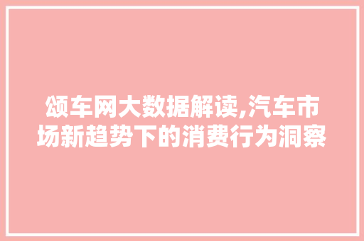 颂车网大数据解读,汽车市场新趋势下的消费行为洞察
