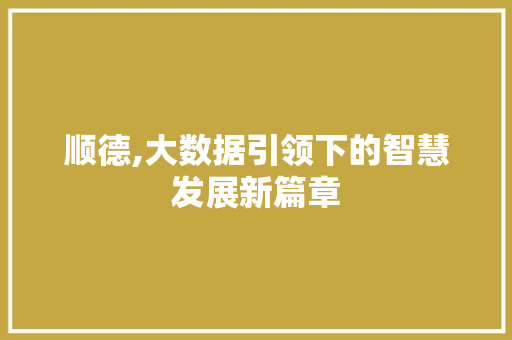 顺德,大数据引领下的智慧发展新篇章