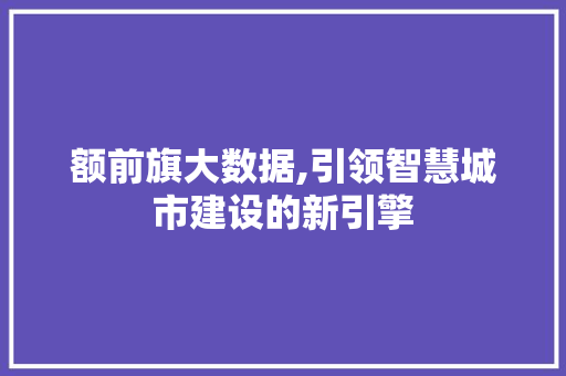 额前旗大数据,引领智慧城市建设的新引擎 百度SEO