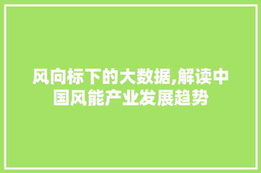 风向标下的大数据,解读中国风能产业发展趋势