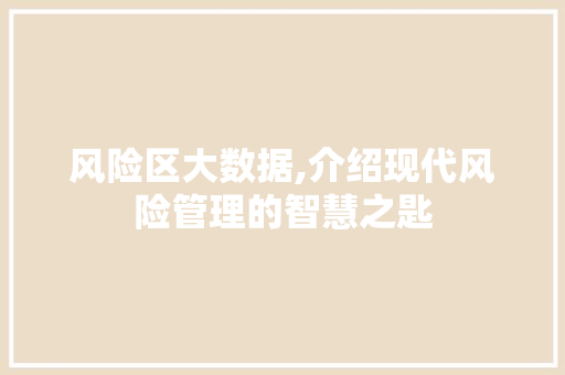 风险区大数据,介绍现代风险管理的智慧之匙