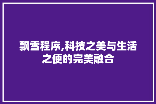 飘雪程序,科技之美与生活之便的完美融合