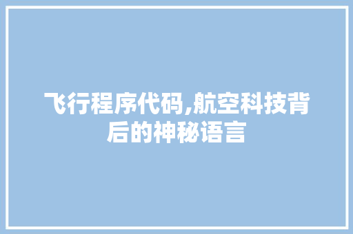 飞行程序代码,航空科技背后的神秘语言