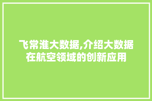 飞常淮大数据,介绍大数据在航空领域的创新应用