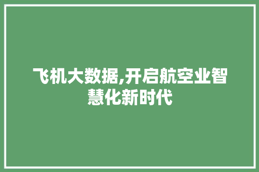 飞机大数据,开启航空业智慧化新时代