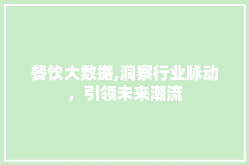 餐饮大数据,洞察行业脉动，引领未来潮流