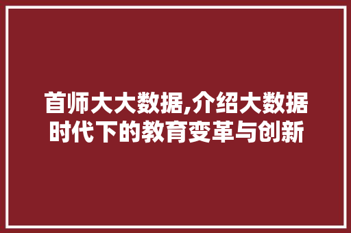 首师大大数据,介绍大数据时代下的教育变革与创新