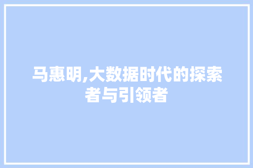 马惠明,大数据时代的探索者与引领者