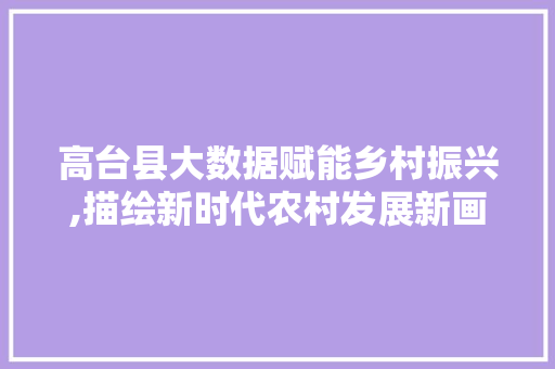 高台县大数据赋能乡村振兴,描绘新时代农村发展新画卷