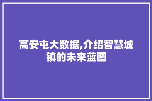 高安屯大数据,介绍智慧城镇的未来蓝图