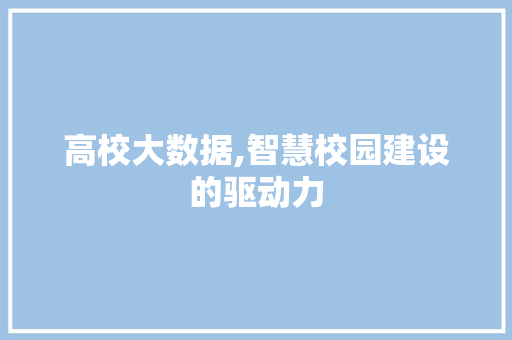 高校大数据,智慧校园建设的驱动力