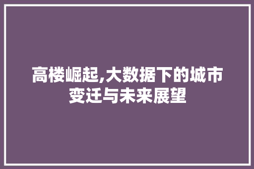 高楼崛起,大数据下的城市变迁与未来展望