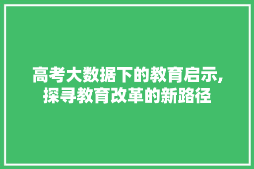 高考大数据下的教育启示,探寻教育改革的新路径