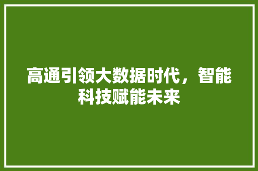 高通引领大数据时代，智能科技赋能未来