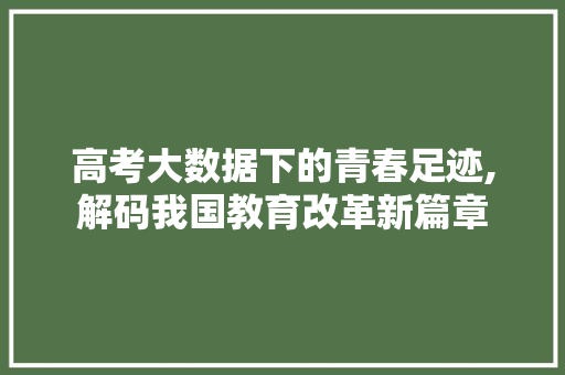 高考大数据下的青春足迹,解码我国教育改革新篇章