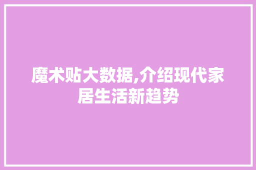 魔术贴大数据,介绍现代家居生活新趋势