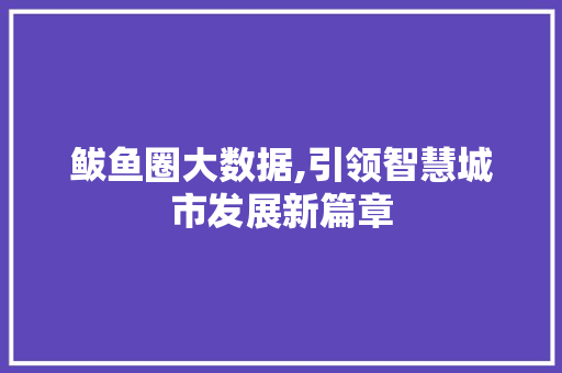 鲅鱼圈大数据,引领智慧城市发展新篇章
