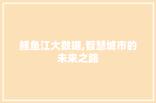 鲤鱼江大数据,智慧城市的未来之路
