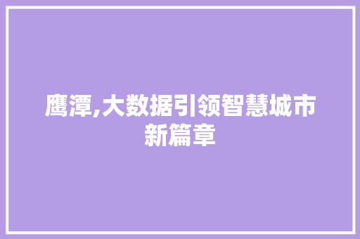 鹰潭,大数据引领智慧城市新篇章