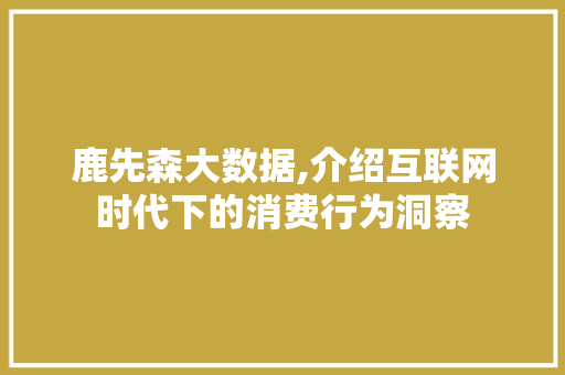 鹿先森大数据,介绍互联网时代下的消费行为洞察