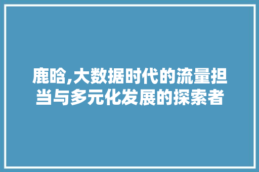 鹿晗,大数据时代的流量担当与多元化发展的探索者