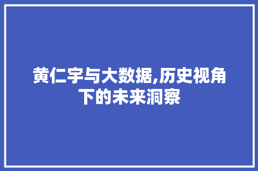 黄仁宇与大数据,历史视角下的未来洞察