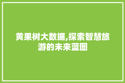 黄果树大数据,探索智慧旅游的未来蓝图