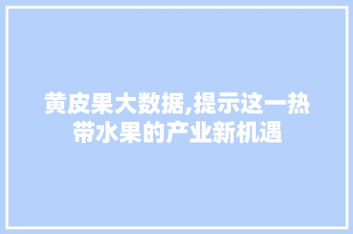 黄皮果大数据,提示这一热带水果的产业新机遇