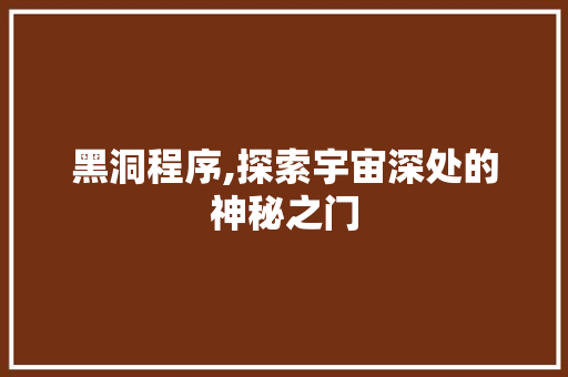 黑洞程序,探索宇宙深处的神秘之门