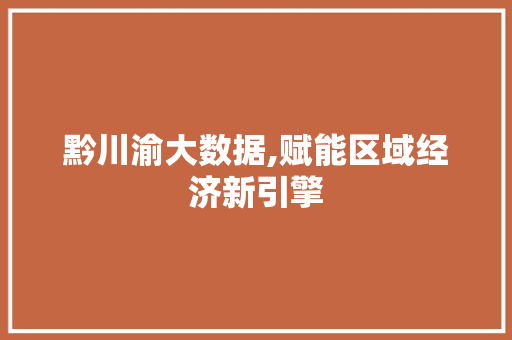 黔川渝大数据,赋能区域经济新引擎