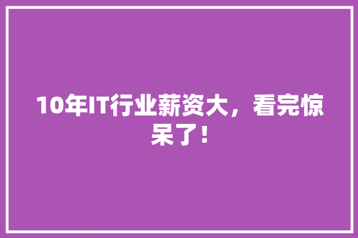 10年IT行业薪资大，看完惊呆了！ 网站建设公司