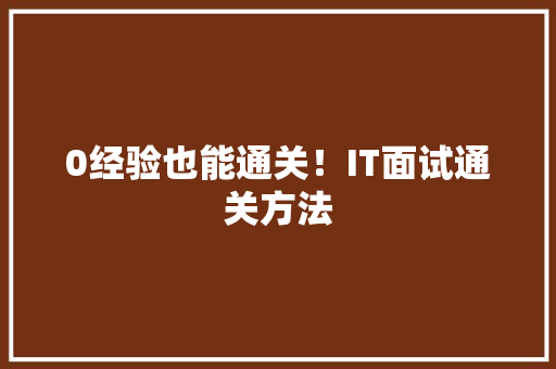 0经验也能通关！IT面试通关方法 必应SEO